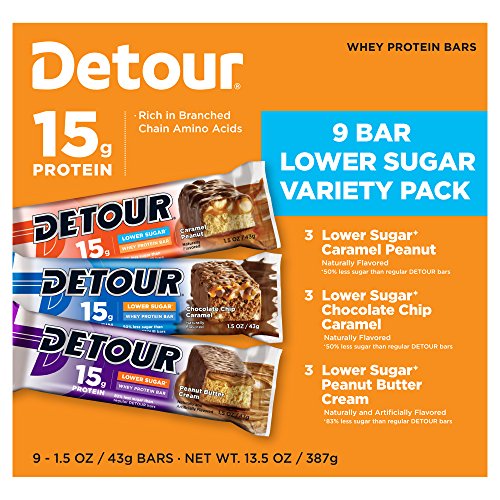 Detour Lower Sugar Nutritional Bar, 43 Gram (Pack of 9)