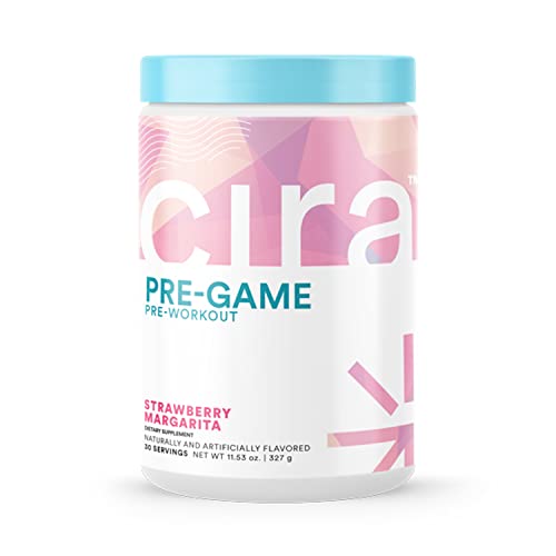 Cira Pre-Game Pre Workout Powder for Women - Preworkout Energy Supplement for Nitric Oxide Boosting, Endurance, Focus, and Strength - 30 Servings, Strawberry Margarita
