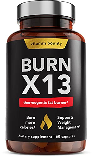 Vitamin Bounty Burn X13 - Thermogenic Fat Burner, Fat Burner for Men, Fat Burners for Women, Thermogenic Warming, Support Muscle Growth, Pumps, Vascularity, and Energy Levels - 60 Capsules
