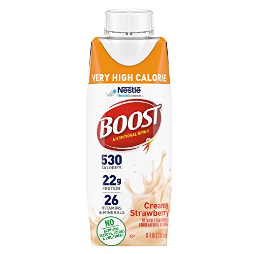 BOOST Very High Calorie Nutritional Drink, Creamy Strawberry, 8 Fl Oz (Pack of 24)