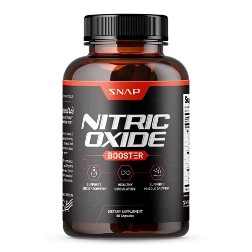 Snap Supplements Nitric Oxide Booster Pre Workout, Muscle Builder, 1500mg L Arginine L Citrulline Formula, Nitric Oxide Supplement for Men, Improve Blood Flow & Circulation (90 Count)