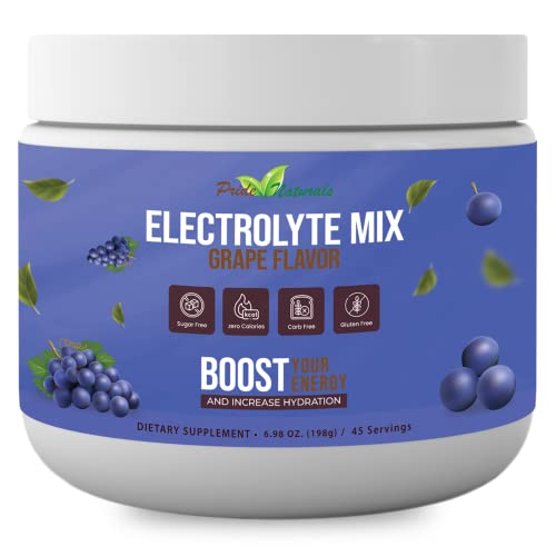 Electrolyte Powder - Refreshing Workout Recovery Electrolytes, Sugar Free, Gluten Free & Vegan, Pure Keto & Paleo Hydration Beverage, Immune Boosting Vitamins (198 Grams, Grape)