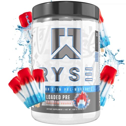 Ryse Core Series Loaded Pre | Pump, Energy, Strength | L-Citrulline, Beta Alanine, L-Theanine, Caffeine, and Thinkamine | 30 Servings (Freedom Rocks)