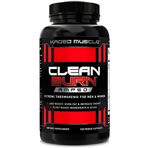 Kaged Muscle Clean Burn Amped Thermogenic for Men & Women, Weight Management Supplement with Organic Caffeine, 120 Veggie Caps