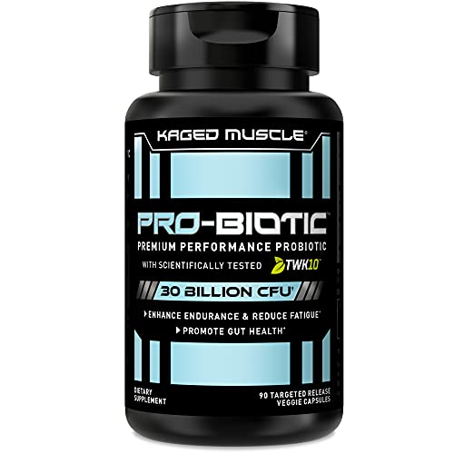 Kaged Muscle Probiotic Supplement with 30 Billion CFU, World's First Performance Probiotics for Men and Women to Support Gut Health, Reduce Fatigue, Enhance Endurance, 90 Capsules