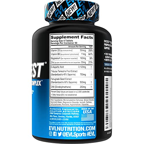 EVL Testosterone Booster for Men - Post Workout Recovery Testosterone Support Supplement for Men with DIM Plus D Aspartic Acid and Fenugreek and Tribulus - EVLTest for Men Post Workout Supplement