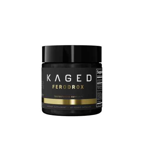 Kaged Muscle, Ferodrox, Ultra-Premium Testosterone Booster with LJ100 Tongkat Ali, KSM-66 Ashwagandha and Shilajit - Supports Testosterone Levels, 60 Count (Pack of 1)