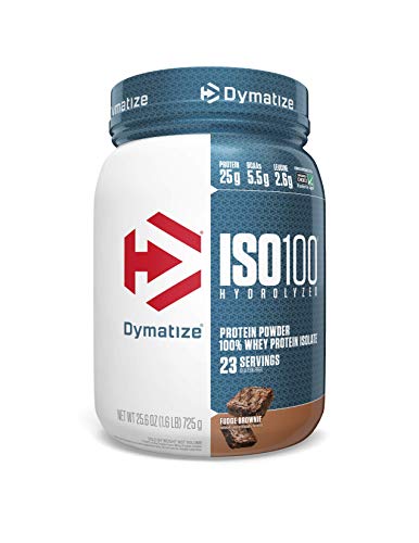 Dymatize ISO 100 Whey Protein Powder with 25g of Hydrolyzed, Fudge Brownie 1.6 Pound 25.6 Ounce