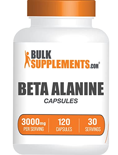 BULKSUPPLEMENTS.COM Beta Alanine Capsules - Beta Alanine 3000mg - Beta Alanine Pills - Unflavored Pre Workout - Beta Alanine Supplement - 3000mg per Serving - 30-Day Supply (120 Capsules)