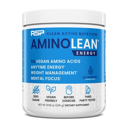 RSP NUTRITION AminoLean Pre Workout Powder, Amino Energy & Weight Management with BCAA Amino Acids & Natural Caffeine, Preworkout Boost for Men & Women, 30 Serv