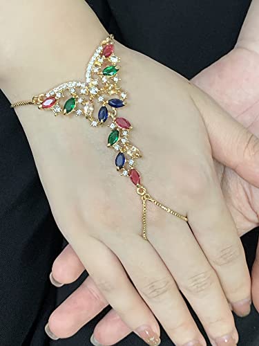 Colorful Boho Butterfly Finger Ring Bracelet