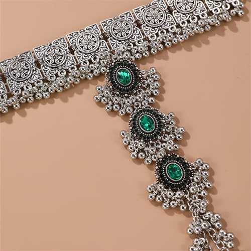 Boho Vintage Ethnic Green Crystal Finger Ring Bracelet
