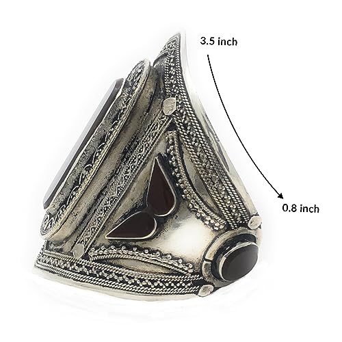 Boho Chic Afghan Tribal Red Stone Cuff Bracelet