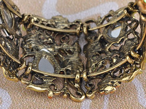 Vintage Floral Topaz Crystal Moroccan Bracelet Bangle