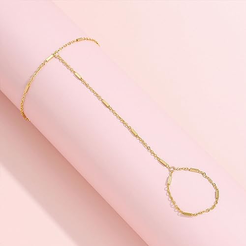 Trendy Gold Hand Chain Ring Bracelet for Women