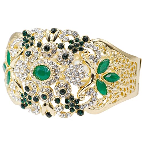 Moroccan Crystal Bangle Cuff Bracelet Set