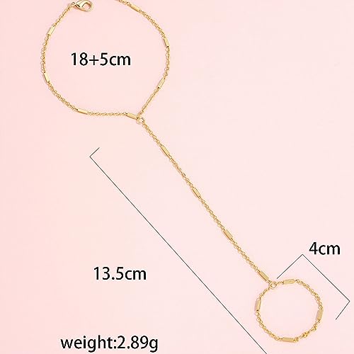 Trendy Gold Hand Chain Ring Bracelet for Women