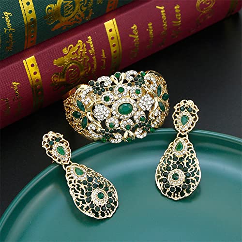 Moroccan Crystal Bangle Cuff Bracelet Set