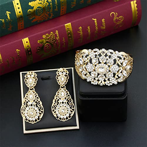 Moroccan Crystal Bangle Cuff Bracelet Set