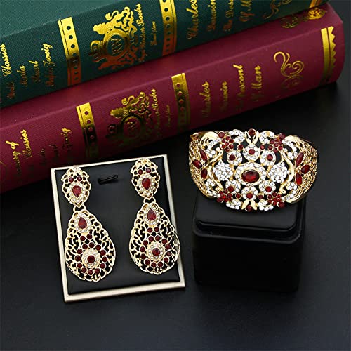Moroccan Crystal Bangle Cuff Bracelet Set