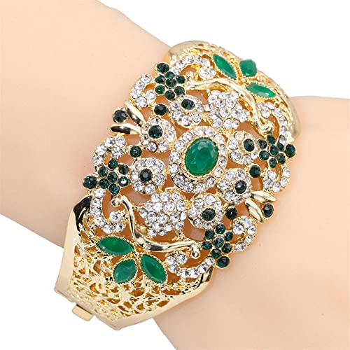 Moroccan Crystal Bangle Cuff Bracelet Set