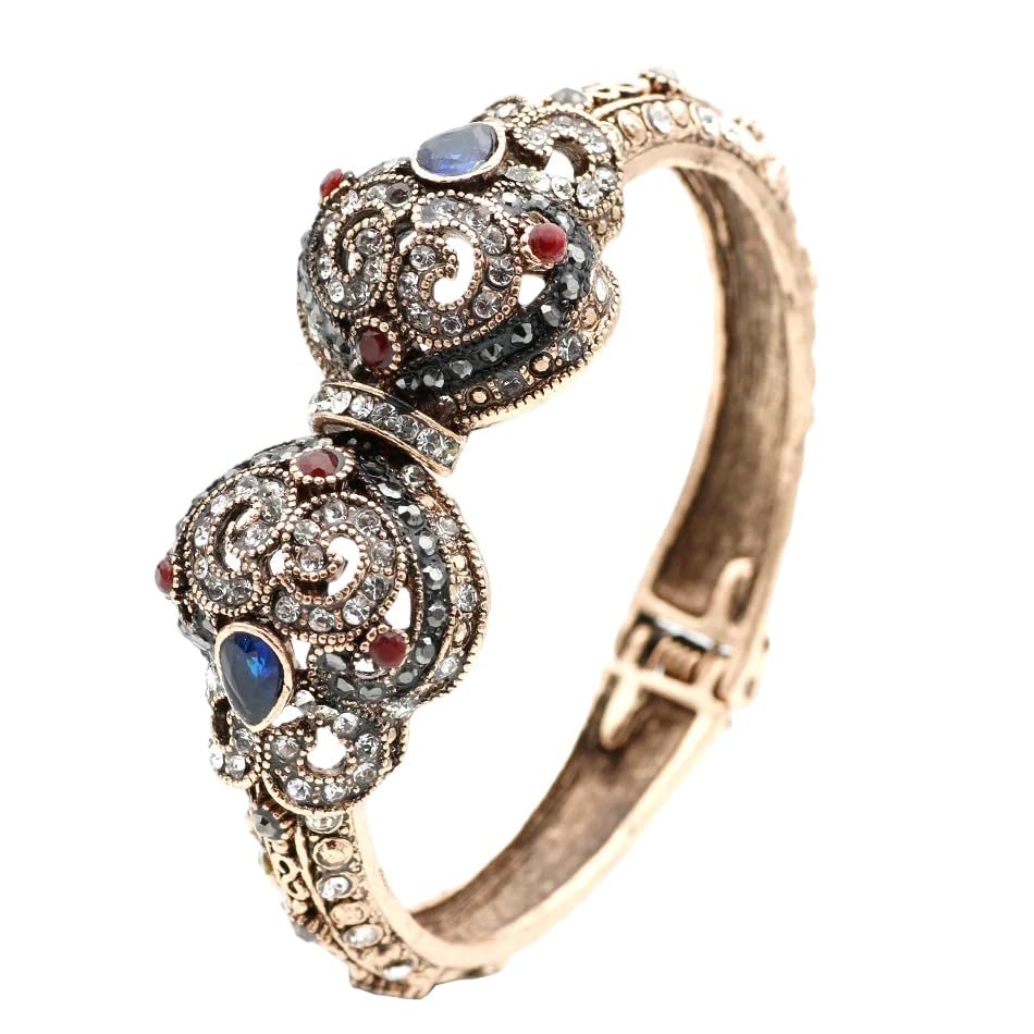 Vintage Moroccan Cuff Bracelet for Women - Antique Gold