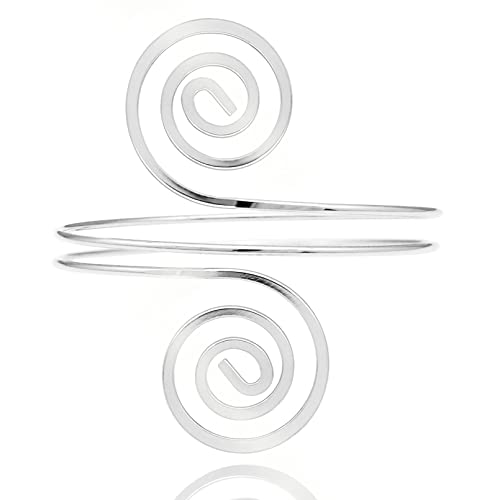 Moroccan Silver Swirl Boho Arm Cuff Bracelet