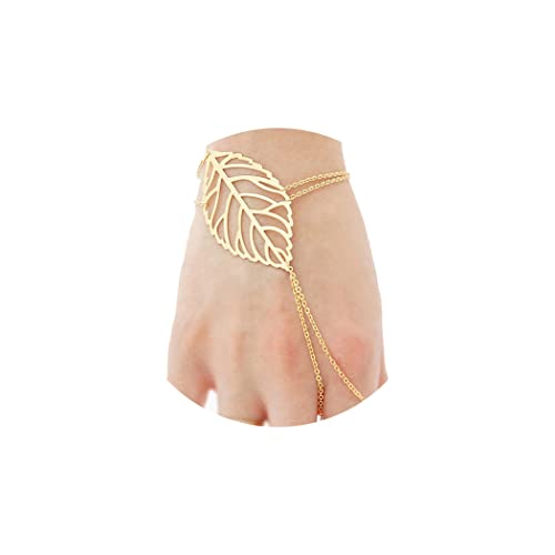 Elegant Gold Leaf Boho Slave Bracelet for Women