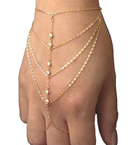 Moroccan Crystal Chain Tassel Finger Ring Bracelet