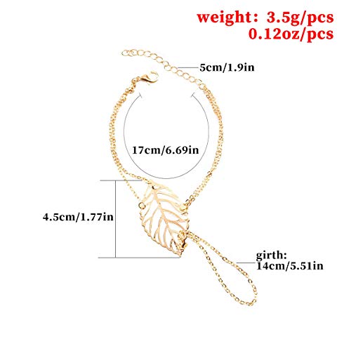 Elegant Gold Leaf Boho Slave Bracelet for Women
