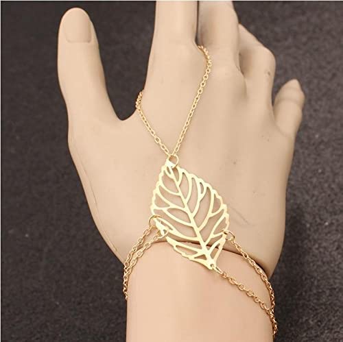 Elegant Gold Leaf Boho Slave Bracelet for Women