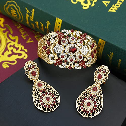 Moroccan Crystal Gold Bangle Cuff Bracelet Set