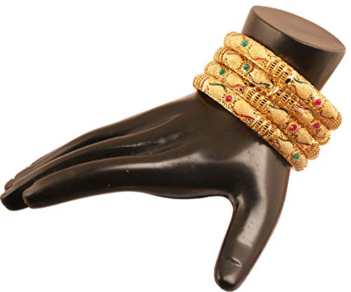 Moroccan Gold Tone Bangle Bracelets - Set of 4