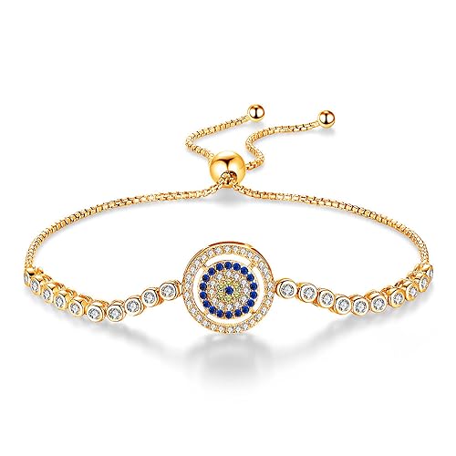 18K Gold Moissanite Evil Eye Bracelet for Women