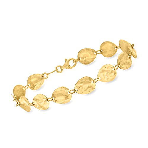 Italian Hammered Gold Over Sterling Disc Bracelet