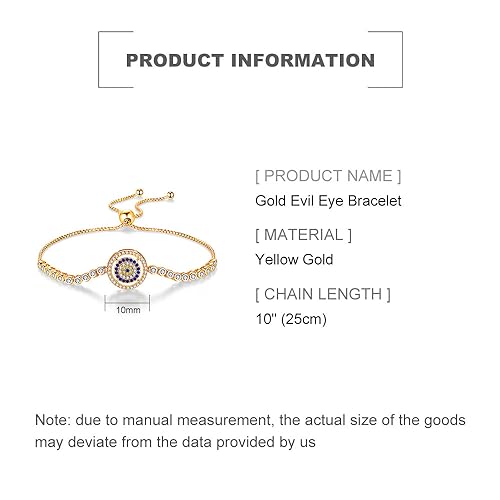 18K Gold Moissanite Evil Eye Bracelet for Women