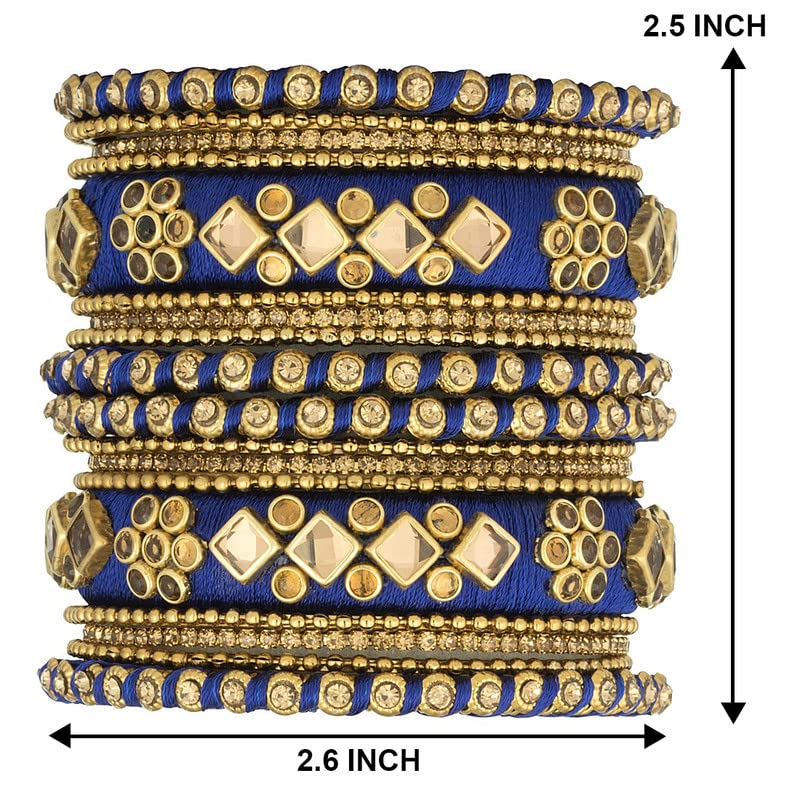 Handmade Silk Thread Stone Studded Bangle Set