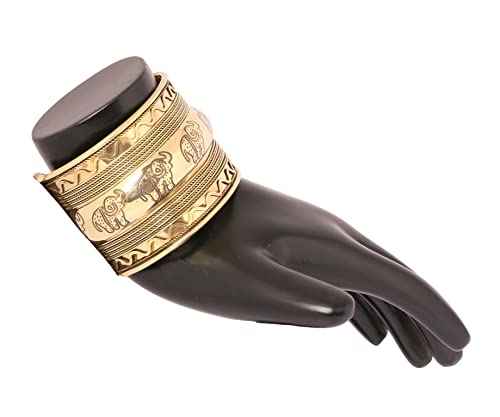 Bohemian Brass Elephant Motif Cuff Bracelet for Women