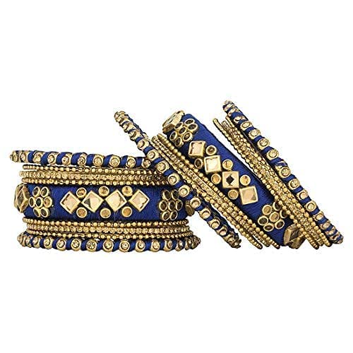 Handmade Silk Thread Stone Studded Bangle Set