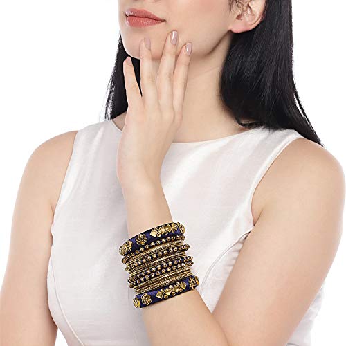 Handmade Silk Thread Stone Studded Bangle Set