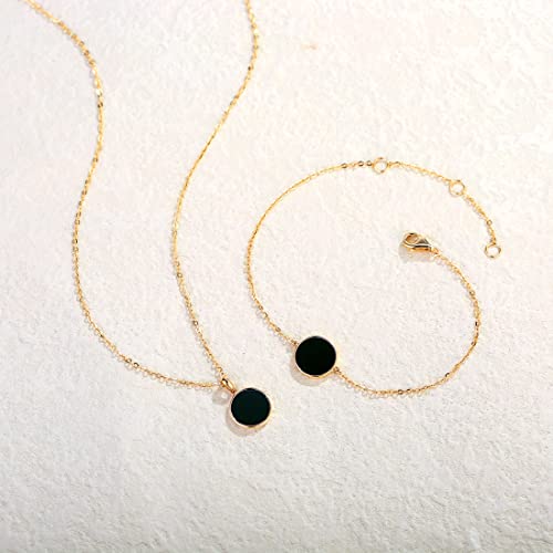 14K Gold Black Onyx Coin Link Bracelet