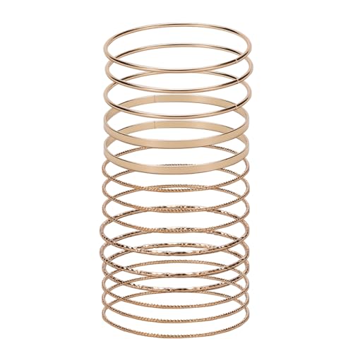14PCS Stackable Gold Bangles Set for Women