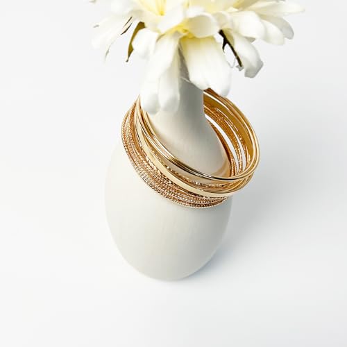 14PCS Stackable Gold Bangles Set for Women