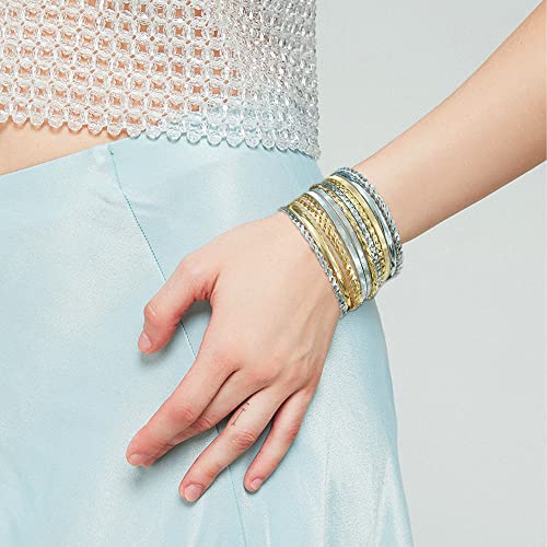 50Pcs Multi Textured Aztec Bangle Bracelet Set