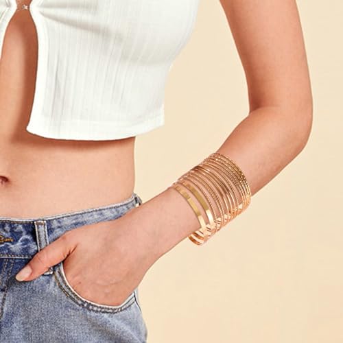 14PCS Stackable Gold Bangles Set for Women
