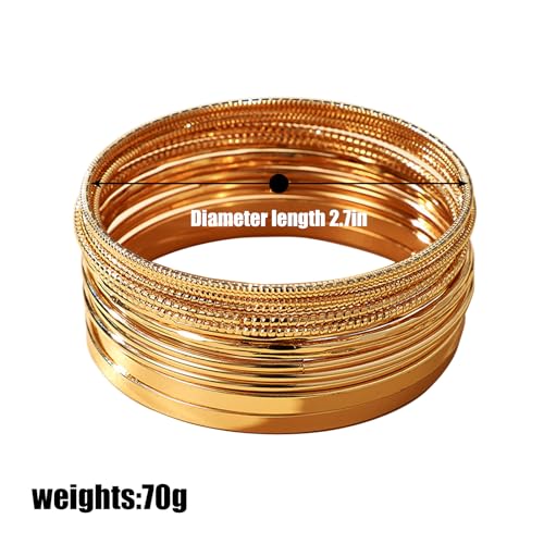 14PCS Stackable Gold Bangles Set for Women
