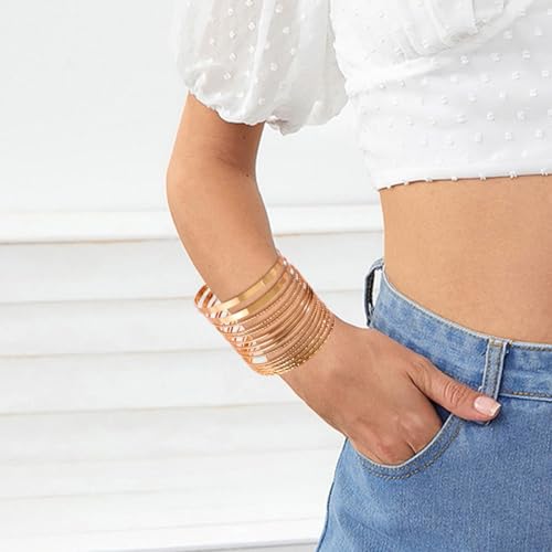 14PCS Stackable Gold Bangles Set for Women
