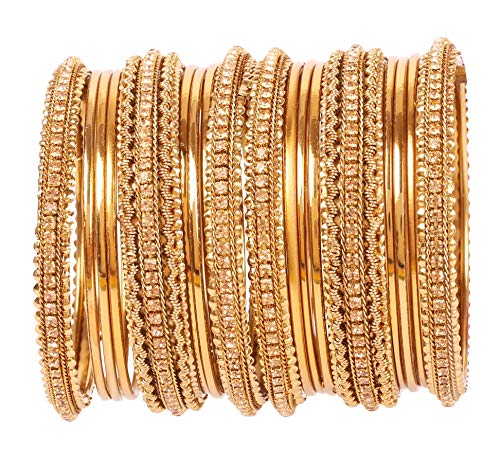 Golden Bollywood Bangle Bracelet Set – 17 Pieces