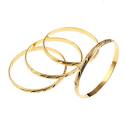 Set of 4 Dubai Gold Bangles Bracelets