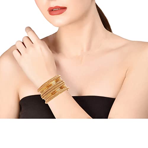 Golden Bollywood Bangle Bracelet Set – 17 Pieces